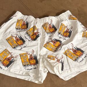 Men's White Novelty Shorts with Fun Bear Print